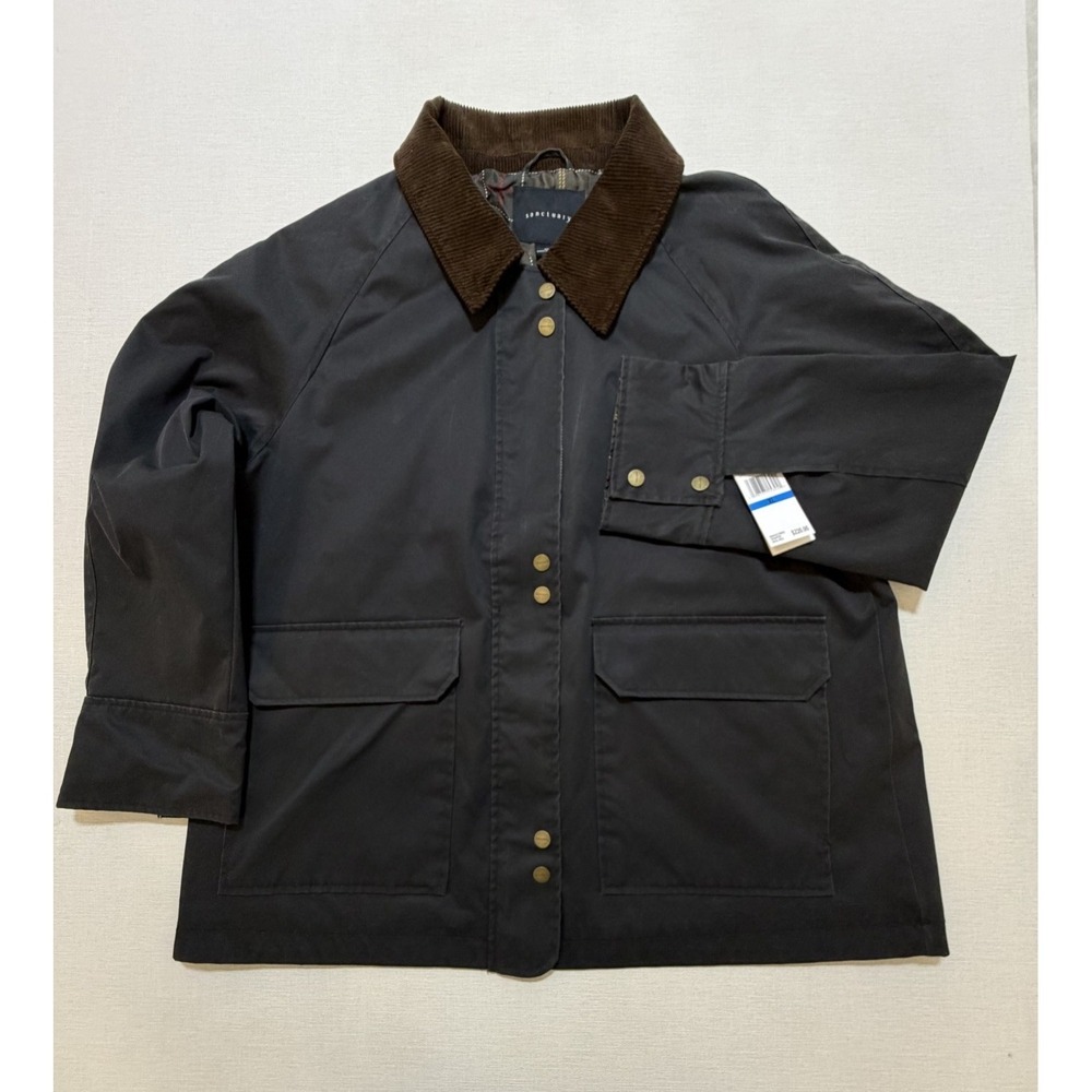 Sanctuary Wax Black Plaid Lined Corduroy Size XL Collar Barn Style Jacket Women